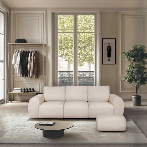 Kreminės spalvos iš boucle sofa 287 cm Mirel – Rodier-image-1