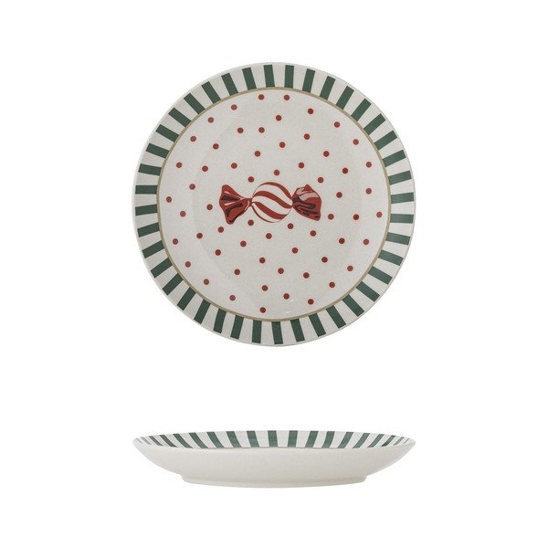 Baltos spalvos desertinė iš akmens masės lėkštė su Kalėdų motyvu ø 16 cm Yule – Bloomingville-image-3