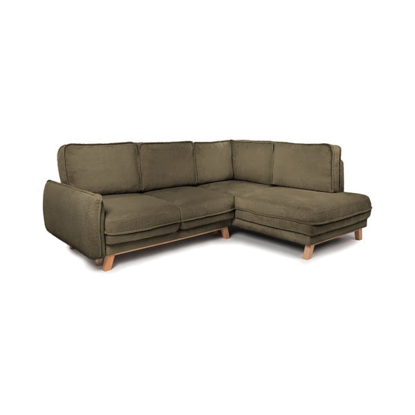 Iš kordinio velveto sulankstoma kampinė sofa žalios spalvos (su dešiniuoju kampu) Tori – Bonami Selection-image-2