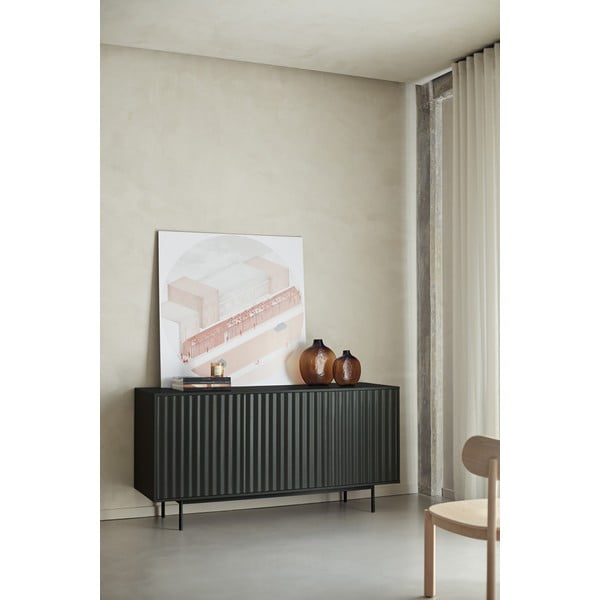 Žema šoninė spintelė juodos spalvos 159x80 cm Sierra – Teulat-image-1
