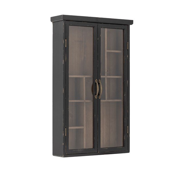 Juodos spalvos iš kėnio masyvo pakabinama vitrina 50x80x14 cm Hazem – Bloomingville-image-2