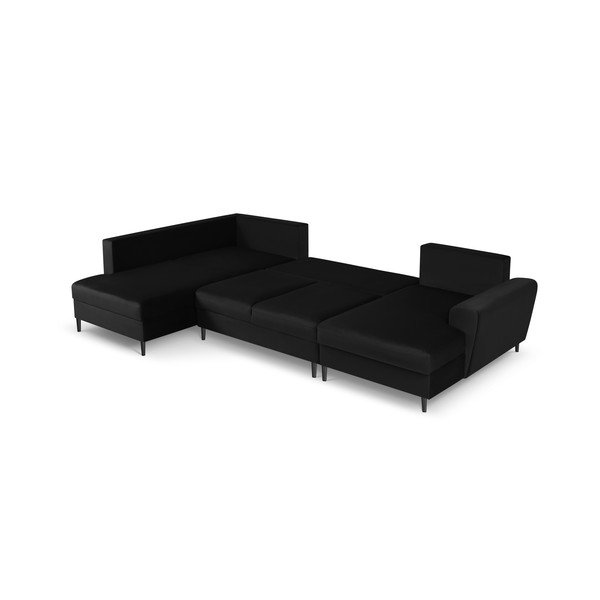 Juodos spalvos iš velveto sulankstoma/su sandėliavimo vieta kampinė sofa (su kairiuoju kampu/„U“ formos) Kyoto – Cosmopolitan Design-image-2