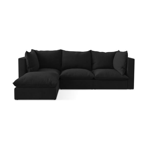 Juodos spalvos kampinė sofa (su kairiuoju kampu/su gultu) Manao – Makamii