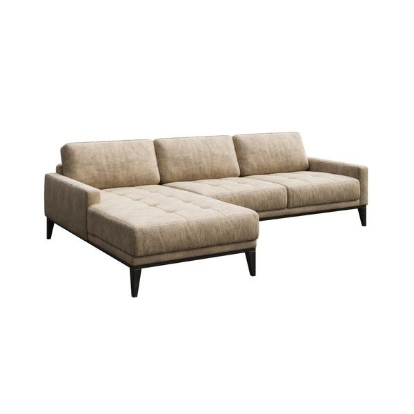 Smėlio spalvos odinė kampinė sofa MESONICA Musso Tufted, kairysis kampas-image-2