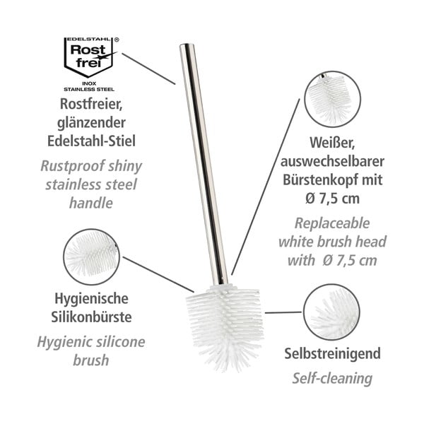 Pakaitinis tualeto šepetys su nerūdijančio plieno rankena Wenko-image-2