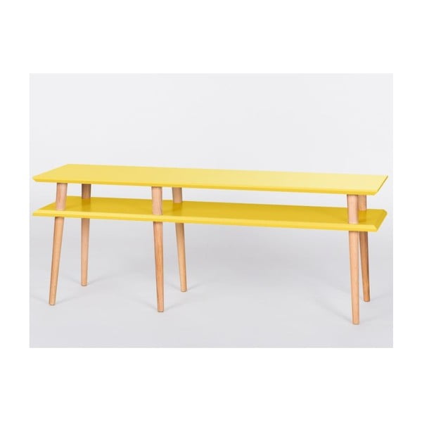 "Mugo" geltonas žurnalinis staliukas, 119 cm (plotis) ir 45 cm (aukštis)