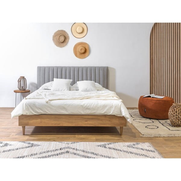 Dvigulė lova šviesiai pilkos spalvos/natūralios spalvos su lovos grotelėmis 180x200 cm Oceane – Bobochic Paris-image-2