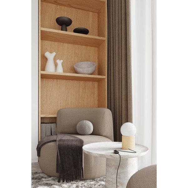 Baltos spalvos/natūralios spalvos stalinis šviestuvas (aukštis 21 cm) su stiklo gaubtu Surtur – Sollux-image-1