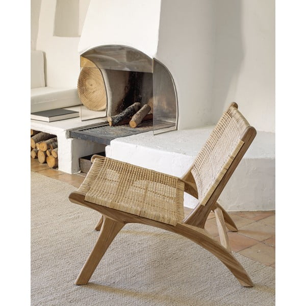 Natūralios spalvos austas krėslas Beida – Kave Home-image-1