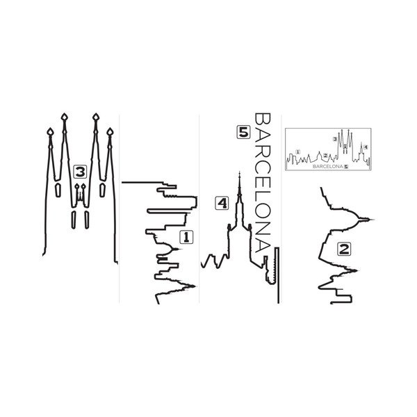 Miesto kontūro formos lipdukas ant sienos Ambiance Barcelona-image-2