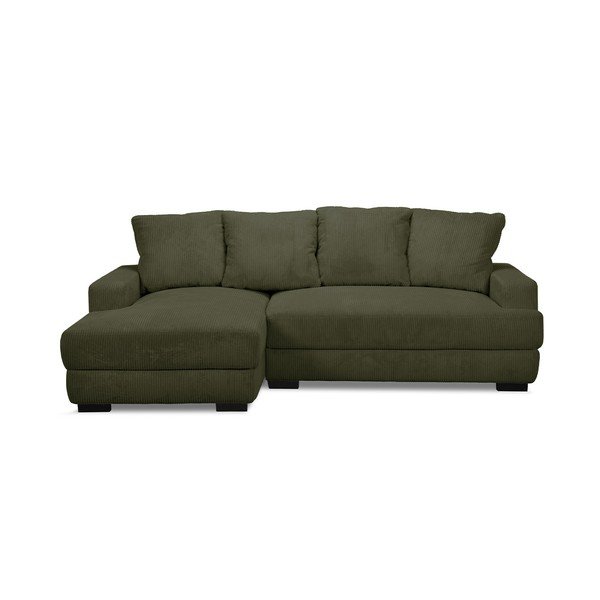 Žalios spalvos sulankstoma/su sandėliavimo vieta kampinė sofa iš kordinio velveto (su kairiuoju kampu/su gultu) Campi – Bobochic Paris