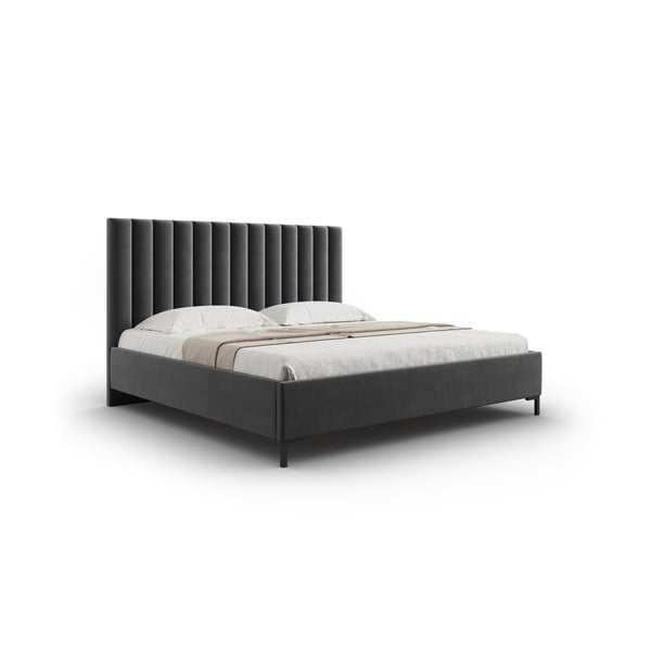 Dvigulė lova tamsiai pilkos spalvos audiniu dengta su sandėliavimo vieta su lovos grotelėmis 160x200 cm Casey – Mazzini Beds-image-2