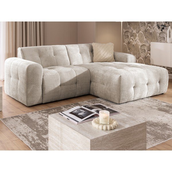 Smėlio spalvos kampinė sofa (su dešiniuoju kampu/su gultu) Melva – Ropez-image-1