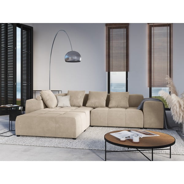 Smėlio spalvos aksomo pagalvėlė modulinei sofai Rome Velvet - Cosmopolitan Design-image-4