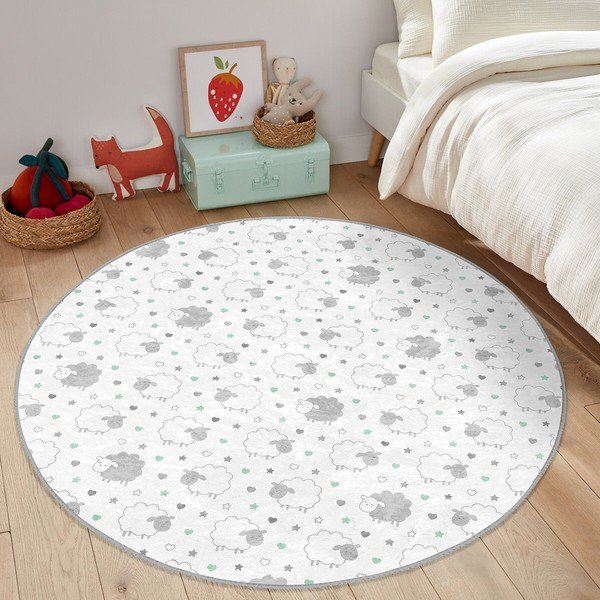 Vaikiškas kilimas baltos spalvos/šviesiai pilkos spalvos ø 80 cm Comfort – Mila Home-image-3
