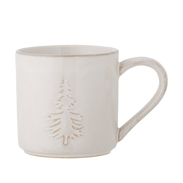 Kreminės spalvos iš molio puodelis su Kalėdų motyvu 300 ml Winter – Bloomingville