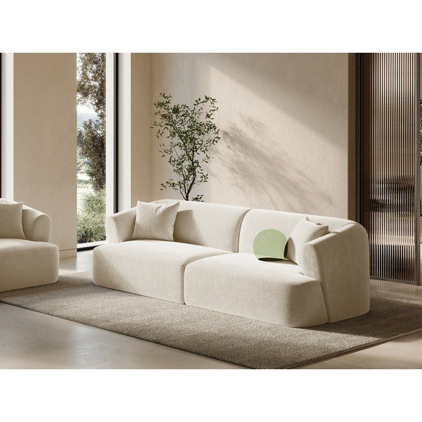 Smėlio spalvos sofa iš velveto 255 cm Campi – Cosmopolitan Design-image-1