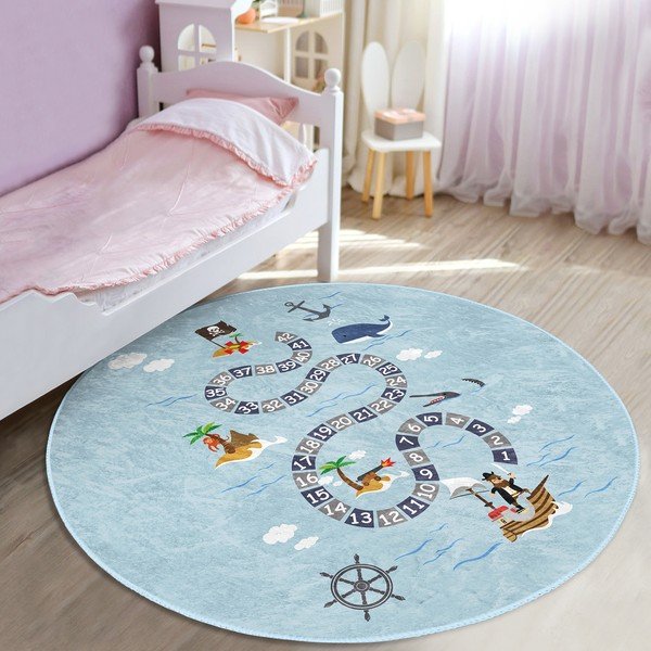 Vaikiškas kilimas šviesiai mėlynos spalvos ø 100 cm Comfort – Mila Home-image-1