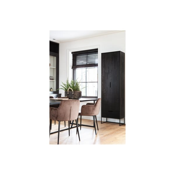 Drabužių spinta juodos spalvos iš uosio masyvo 60x210 cm Silas – WOOOD-image-4