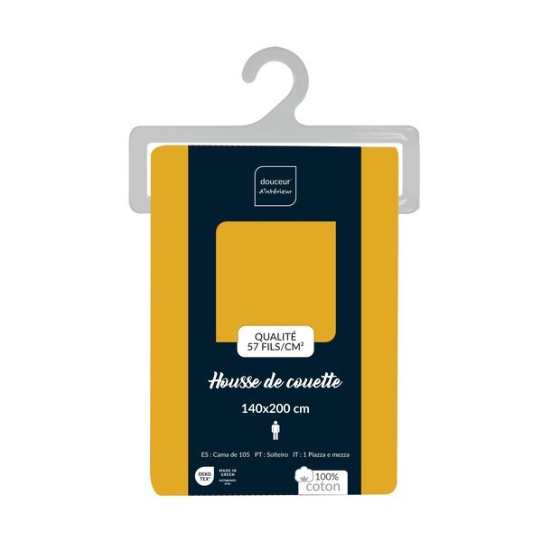 Geltonos spalvos iš medvilnės viengulis antklodės užvalkalas 140x200 cm Lina – douceur d'intérieur-image-2