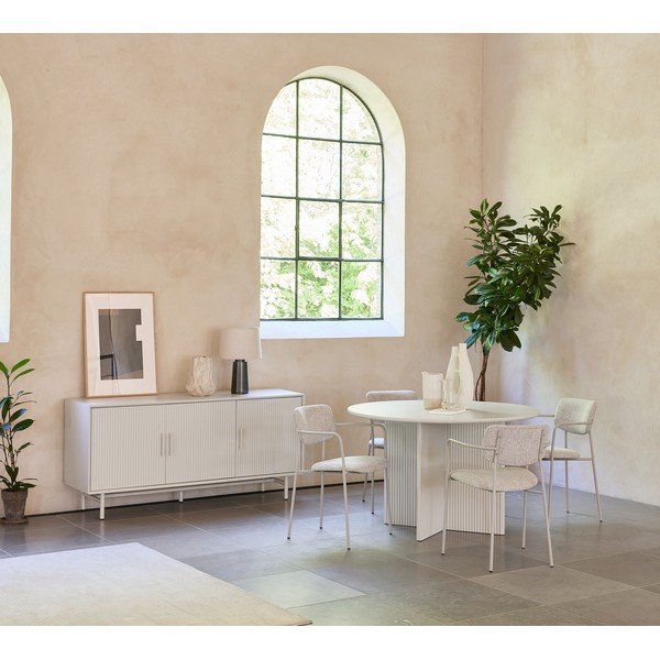 Apvalios formos valgomojo stalas šviesiai pilkos spalvos ø 110 cm Palma – Unique Furniture-image-1