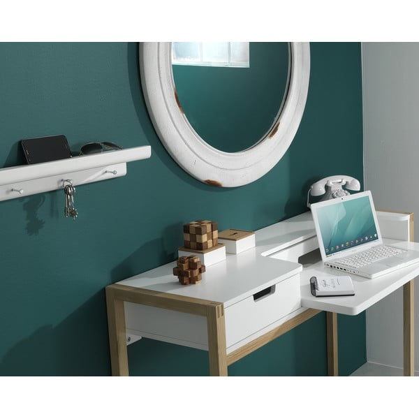 Iš kėnio masyvo sieninė lentyna baltos spalvos su lentyna Trays – Tomasucci-image-1