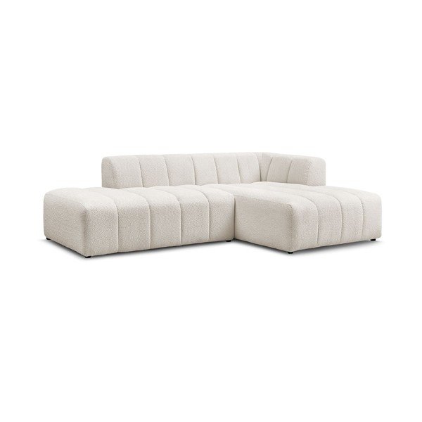 Baltos spalvos iš boucle kampinė sofa (su dešiniuoju kampu/su gultu) Annecy – Bobochic Paris-image-3