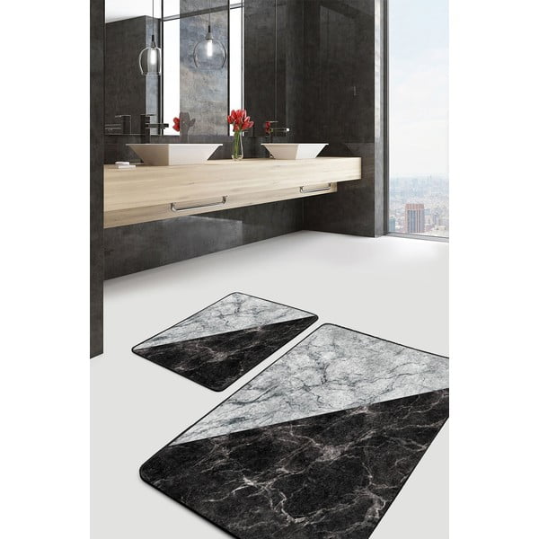 Juodai balti vonios kambario kilimėliai, 2 vnt., 60x100 cm - Mila Home-image-1