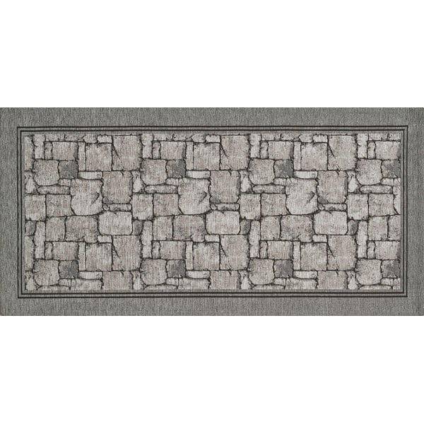 Veliūrinis pilkas kilimas Floorita Velour Grigio, 55 x 240 cm-image-1