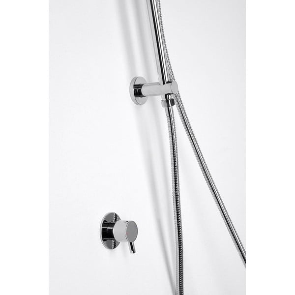 Sieninis iš žalvario dušo užuolaidų karnizas blizgios sidabrinės spalvos stumdomas laikiklis/su vandens išleidimo anga 76 cm Daniela – Sapho-image-2