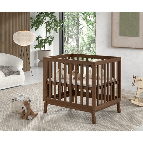 Rudos spalvos iš pušies masyvo maniežas vaikams 95x75 cm Sezane – Vipack-image-1