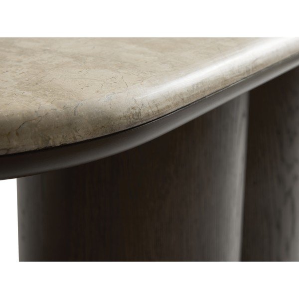 Tamsios natūralios spalvos su marmuriniu stalviršiu konsolinis staliukas 38x120 cm Piazze – Unique Furniture-image-3