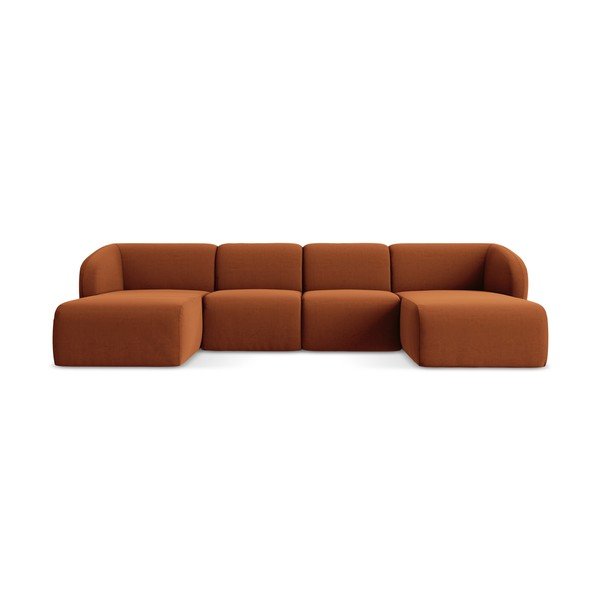 Terakotos spalvos kampinė sofa iš velveto („U“ formos) Lani – Makamii