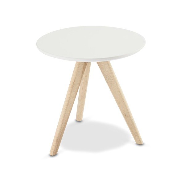 Baltas žurnalinis staliukas su ąžuolinėmis kojomis Furnhouse Life, Ø 40 cm-image-2