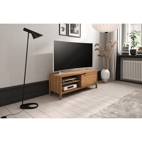 Iš ąžuolo masyvo TV spintelė natūralios spalvos 111x48 cm Twig – The Beds-image-3