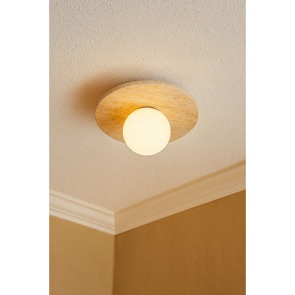 Smėlio spalvos iš akmens lubinis šviestuvas ø 12 cm su stiklo gaubtu Hilde – Opviq lights-image-1