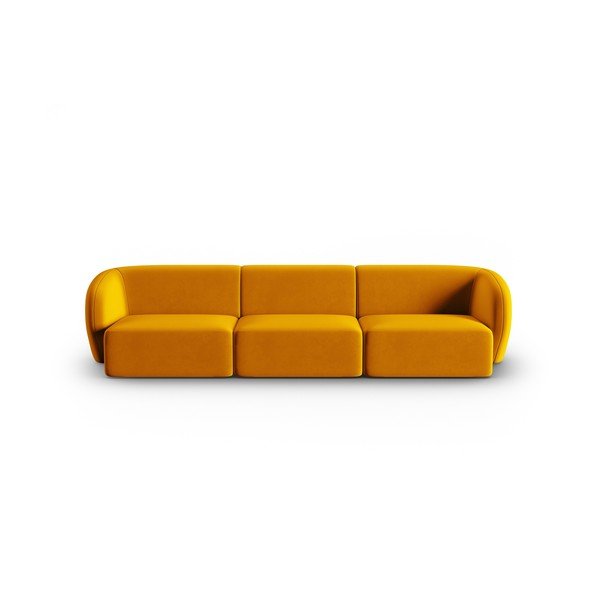 Garstyčių spalvos iš velveto sofa 266 cm Paolo – Milo Casa