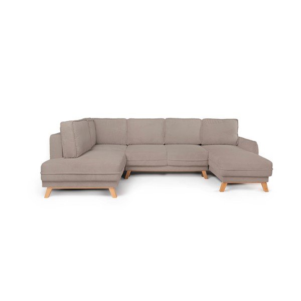 Taupe spalvos sulankstoma/su sandėliavimo vieta kampinė sofa iš kordinio velveto (su kairiuoju kampu/„U“ formos) Tori – Bonami Selection