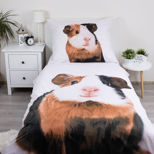 Baltos spalvos iš medvilnės viengulė vaikiška patalynė 140x200 cm Guinea Pig – Jerry Fabrics-image-1