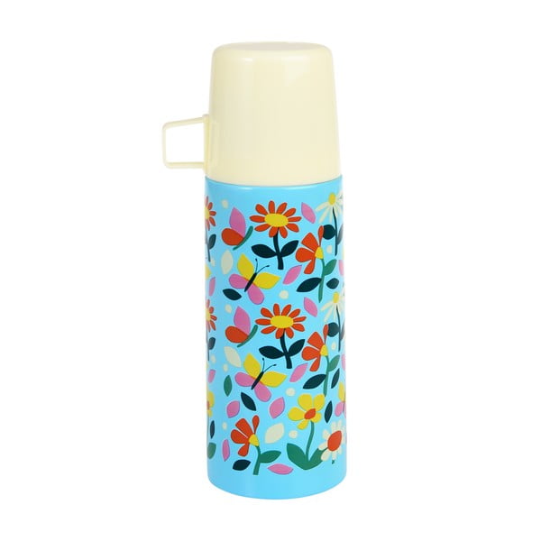 Mėlynos spalvos/kreminės spalvos vaikams termosas 350 ml Butterfly Garden – Rex London