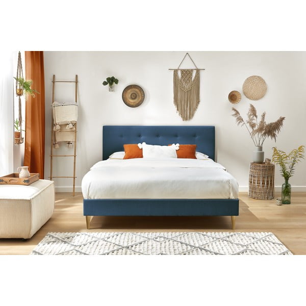 Mėlyna dvigulė lova Bobochic Paris Light, 180 x 200 cm-image-4