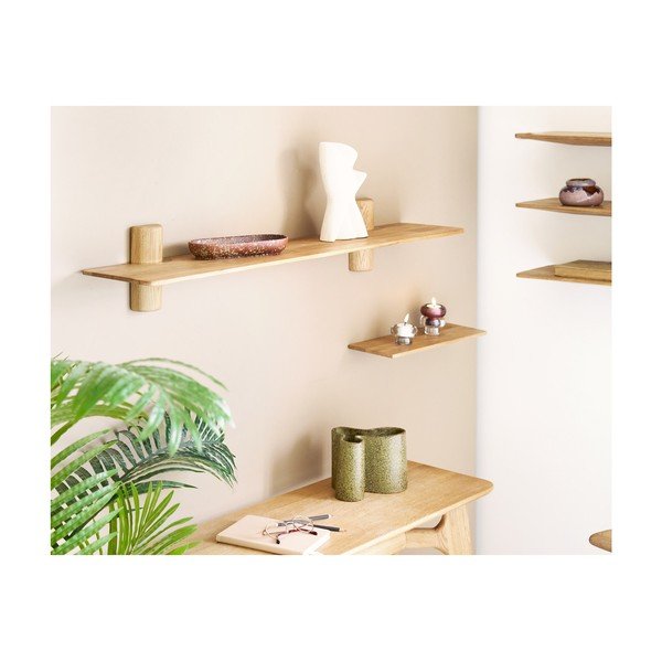 Šviesios natūralios spalvos iš ąžuolo masyvo sieninė lentyna 110 cm Calcata – House Nordic-image-1