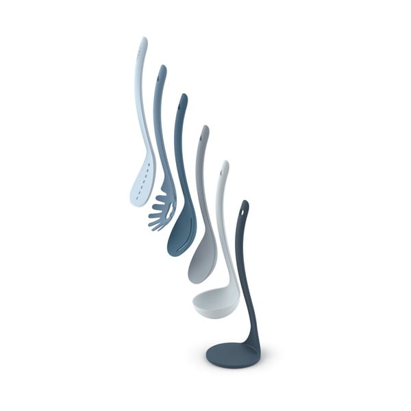 5 mėlynos spalvos virtuvės įrankių rinkinys su stovu Joseph Joseph Nest Utensils Plus