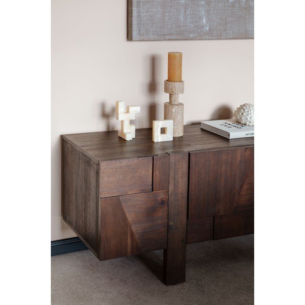 Tamsios natūralios spalvos iš medienos masyvo TV spintelė 188x60x45 cm Bruneau – Dutchbone-image-4