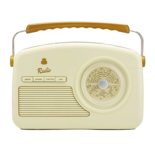 Kreminės ir baltos spalvos magnetofonas GPO Rydell Nostalgic Dab Radio Cream