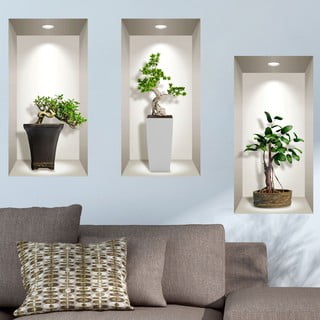 3 3D sienų lipdukų rinkinys Ambiance Bonsai Plants