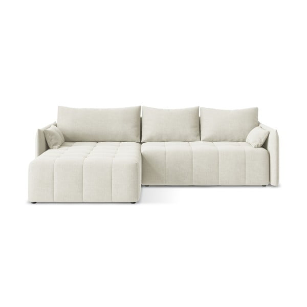 Smėlio spalvos sulankstoma/su sandėliavimo vieta kampinė sofa (su kairiuoju kampu/su gultu) Moku – Makamii