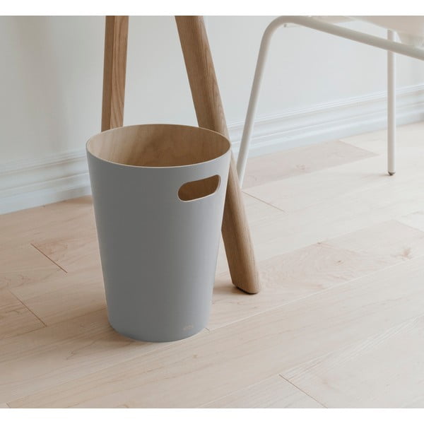 Šviesiai pilkos spalvos šiukšliadėžė biurui 7,5 l Woodrow – Umbra-image-1