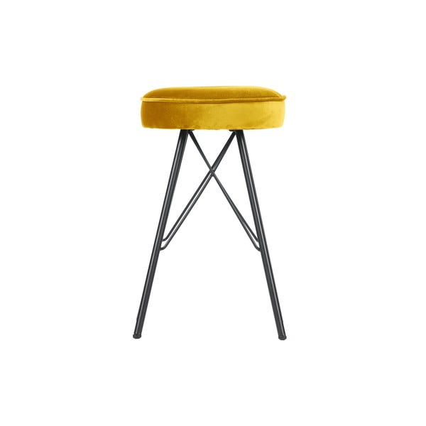 Geltonos spalvos baro kėdė su aksominiu užvalkalu WOOOD, aukštis 53 cm