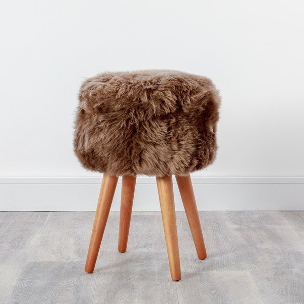 Kėdė su tamsiai rudos spalvos avikailio sėdyne Native Natural, ⌀ 30 cm-image-1